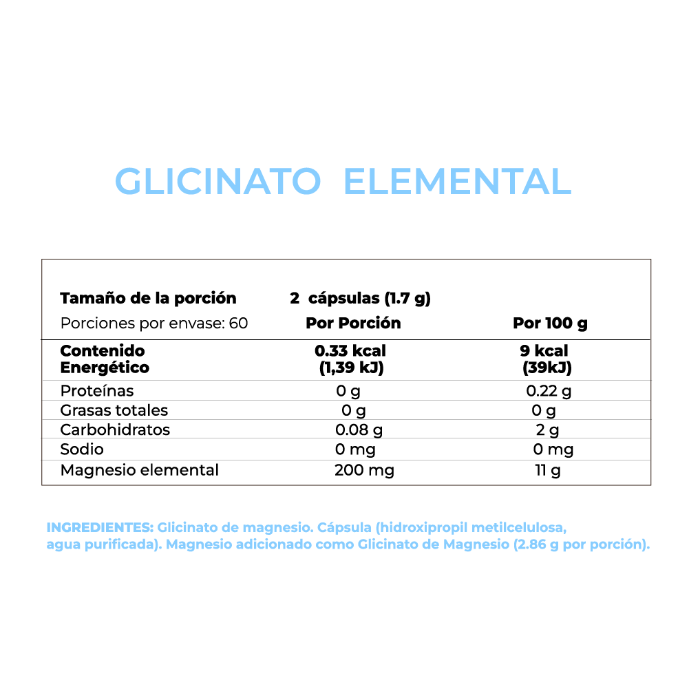 Magnesio Glicinato - 120 Cápsulas