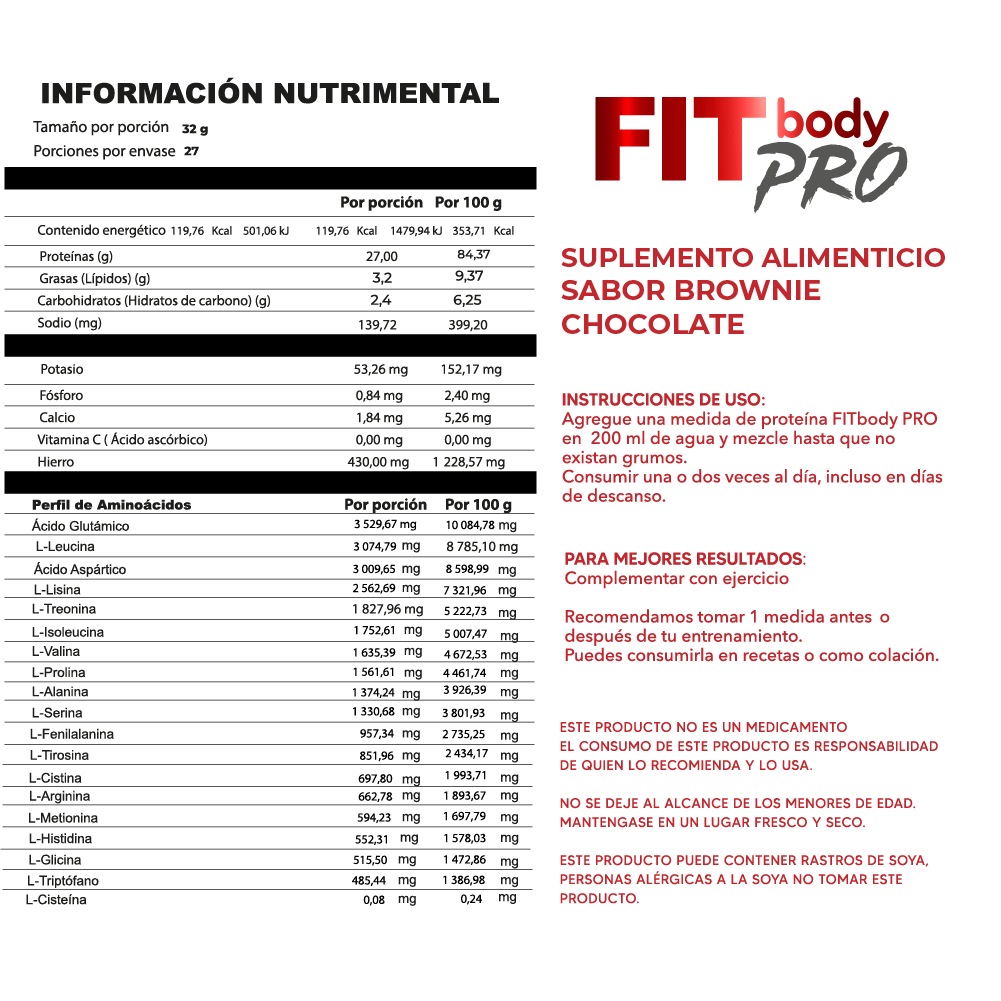 FITbody PRO Chocolate Brownie 100% Whey