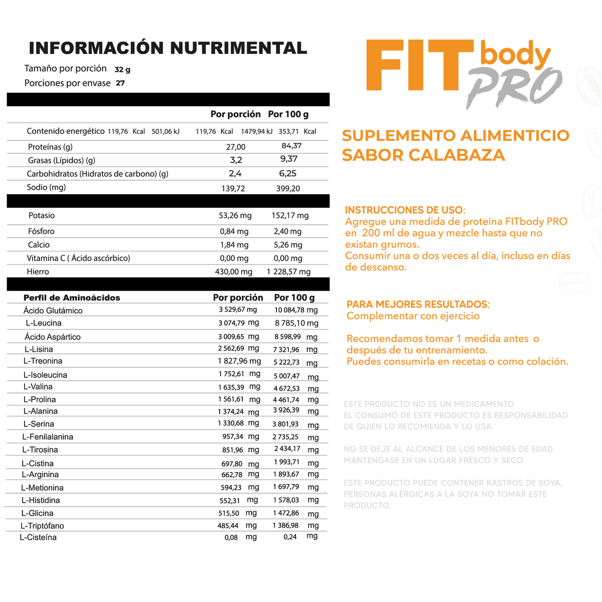 FITbody PRO Pumpkin Spice  100% Whey