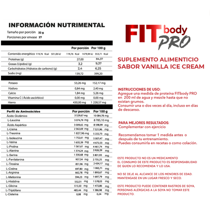 FITbody PRO Vainilla Ice Cream 100% Whey (PREVENTA)